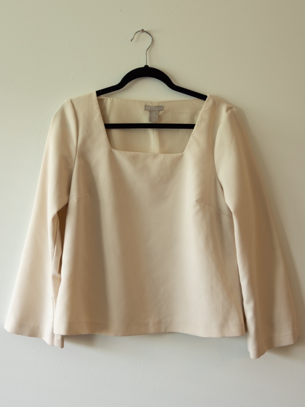 H&M Cream Square Neck Long Sleeve Blouse